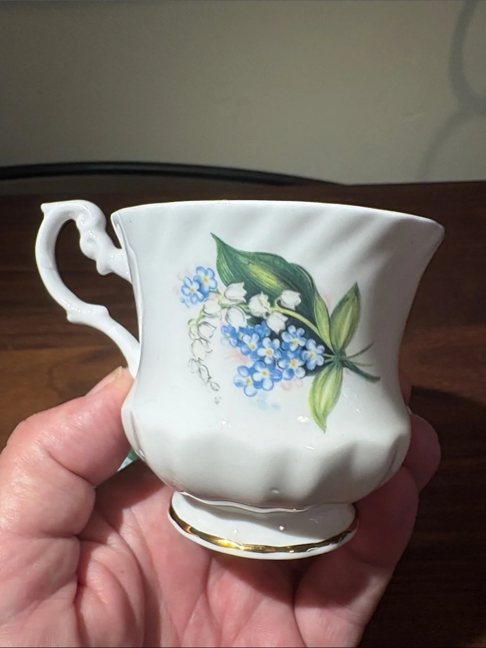 Rosina teacup and saucer fine bone china made in England gold rims